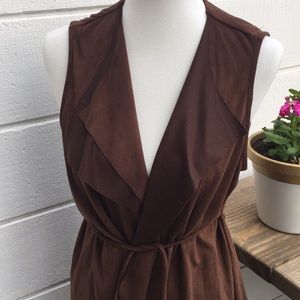 Harlowe & Graham Faux Suede Brown Vest